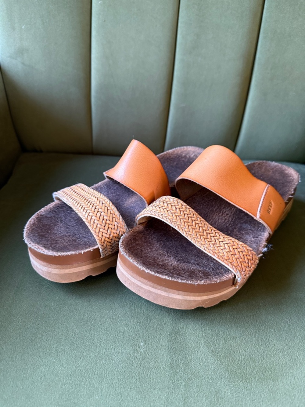 Reef Women's Cognac Braided Slide Sandals